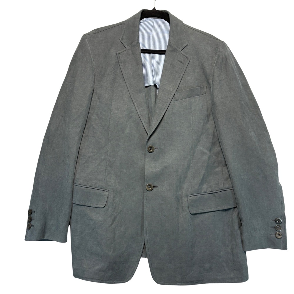 Armani Collezioni Grey Silk Linen Blazer Sport Coat 40R